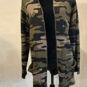 Camouflage Open Front Cardigan